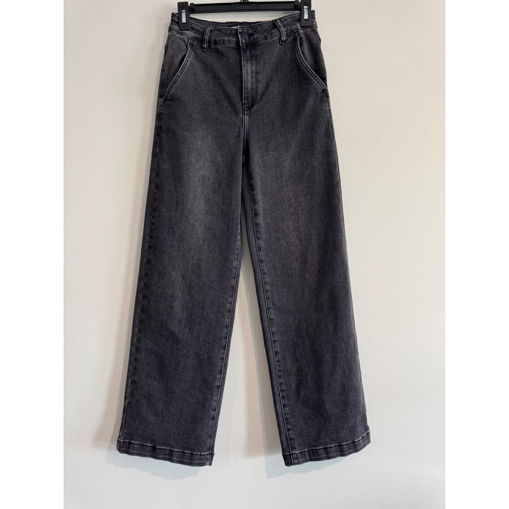 Deal Jeans Wide Leg High Waisted Women Size L Black Denim grunge‎ Streetwear